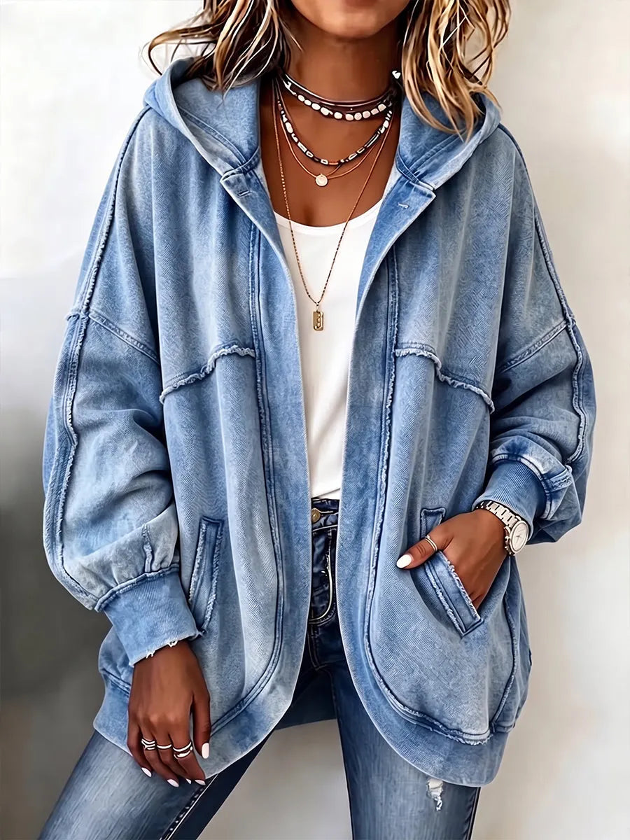 Rosalind | Cozy Vintage-Washed Hooded Sweatshirt Jacket