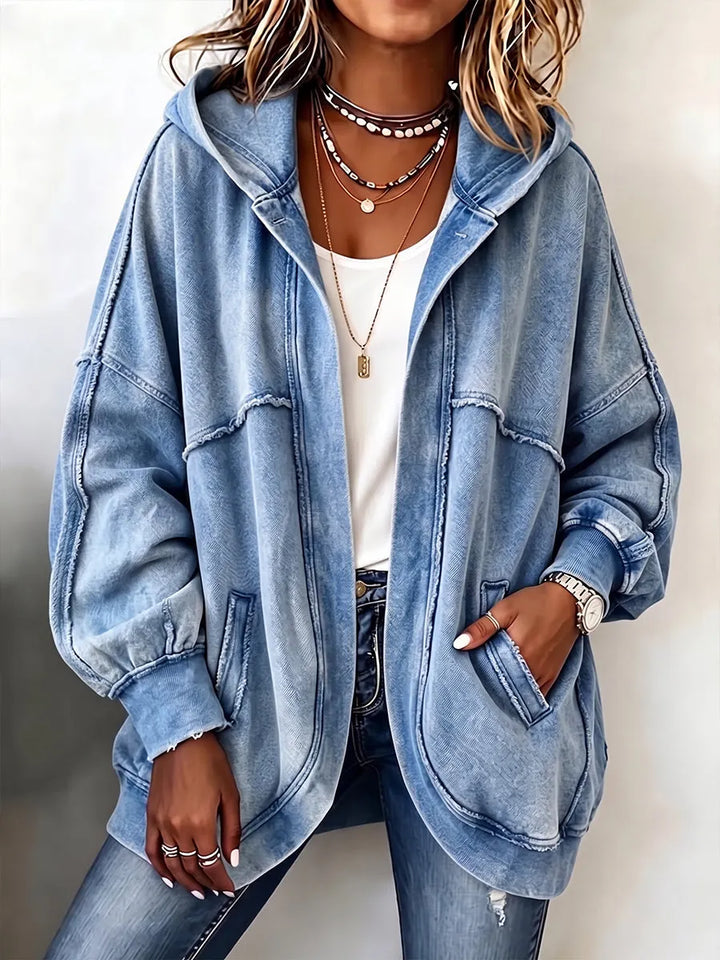 Rosalind | Cozy Vintage-Washed Hooded Sweatshirt Jacket