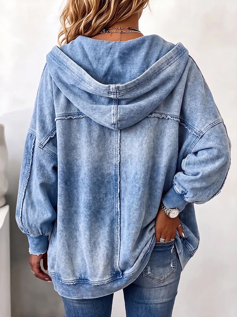 Rosalind | Cozy Vintage-Washed Hooded Sweatshirt Jacket