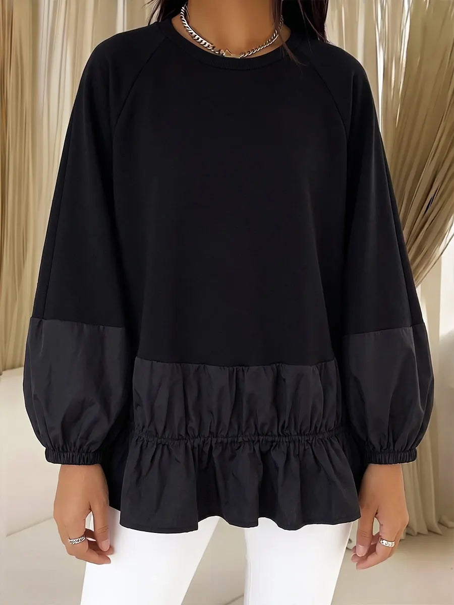 Augustine | Relaxed-Fit Casual Sweatshirt with Paneled Ruffle Hem