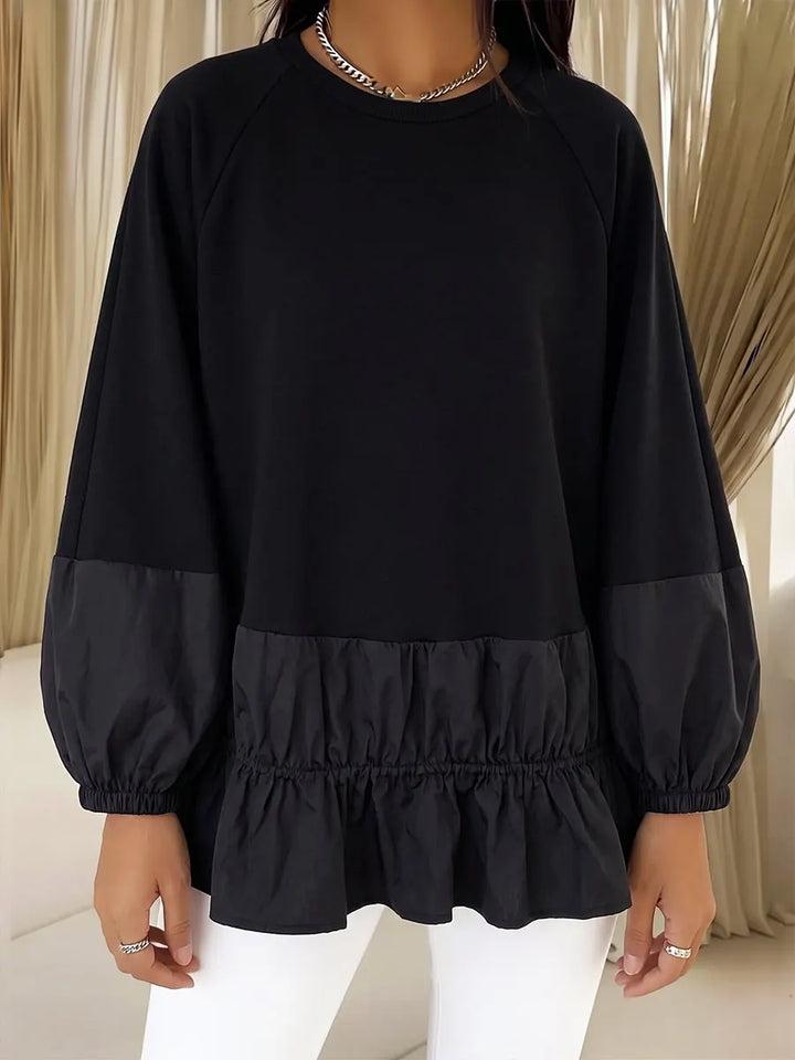 Augustine | Relaxed-Fit Casual Sweatshirt with Paneled Ruffle Hem