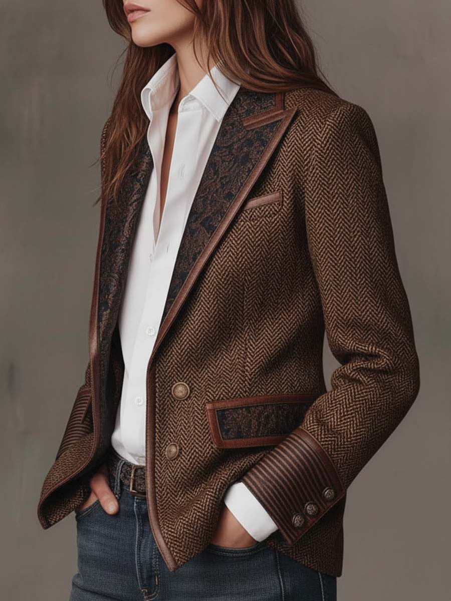 Gisèle | Chevron Print Panel Blazer