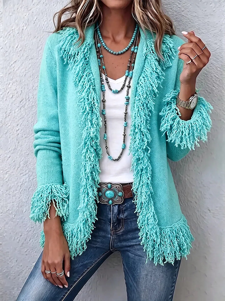 Marisol | Vibrant Chartreuse Boho Fringe Cardigan
