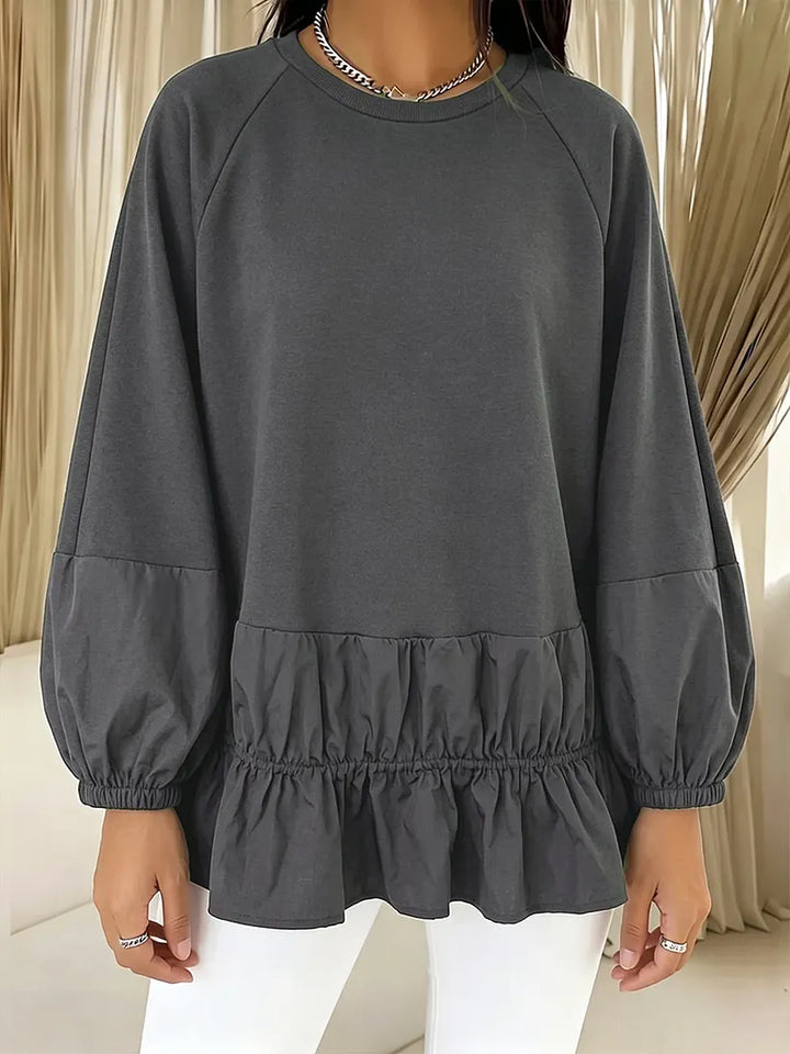 Augustine | Relaxed-Fit Casual Sweatshirt with Paneled Ruffle Hem