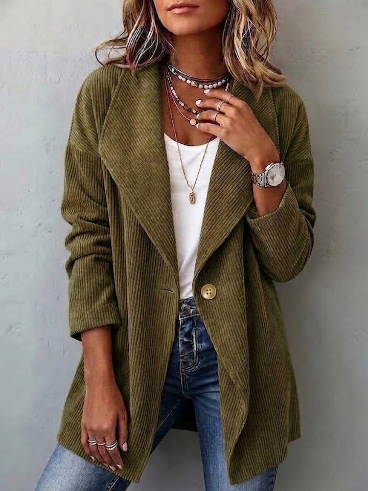 Beatrix | Single-Button Corduroy Jacket with Oversized Lapels