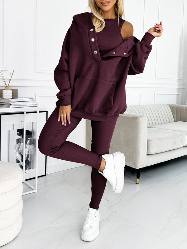Casual and Comfortable Three-piece Sweatshirt Set