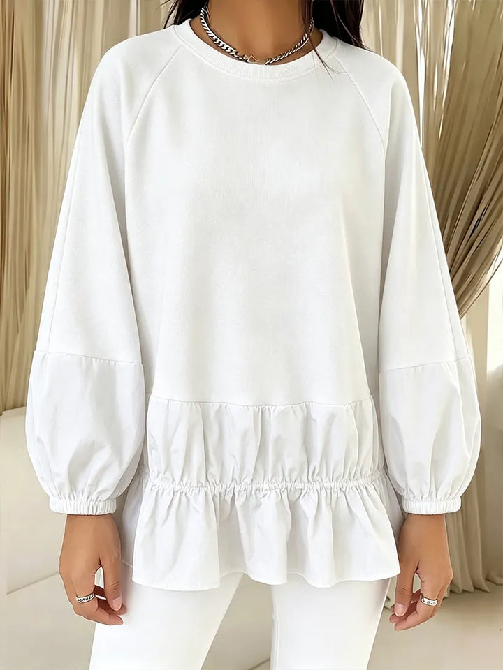Augustine | Relaxed-Fit Casual Sweatshirt with Paneled Ruffle Hem