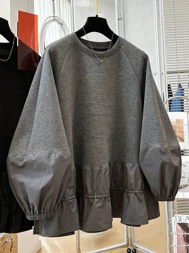 Augustine | Relaxed-Fit Casual Sweatshirt with Paneled Ruffle Hem