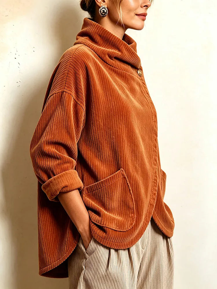 Philippa | Cozy Asymmetric Button-Accented Corduroy Top