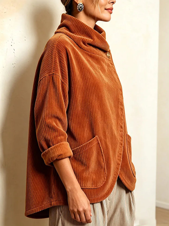 Philippa | Cozy Asymmetric Button-Accented Corduroy Top