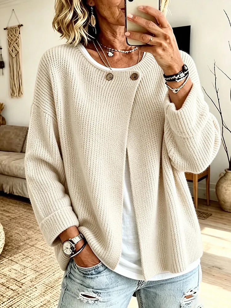 Henrietta | Cozy Ribbed Asymmetrical Knit Cardigan