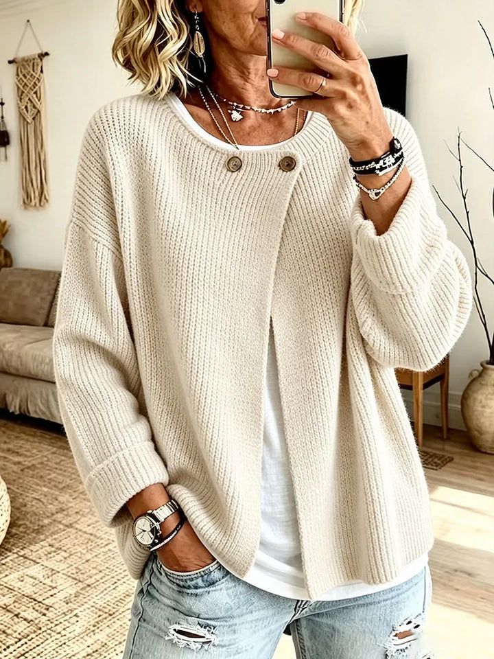 Henrietta | Cozy Ribbed Asymmetrical Knit Cardigan