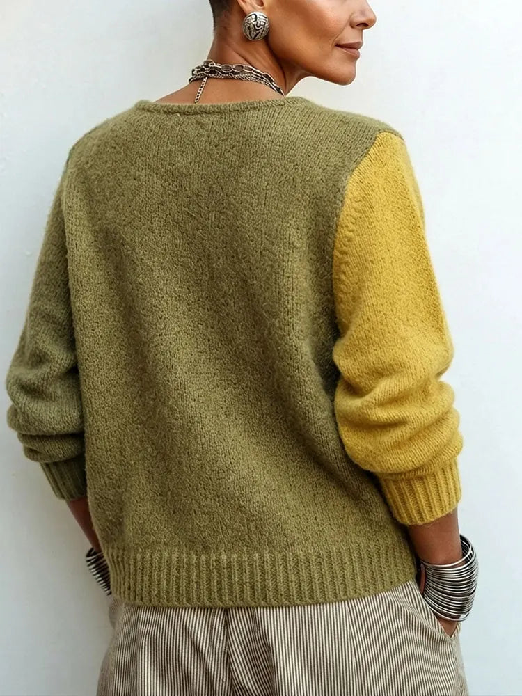 Anastasia | Artisti Cozy Asymmetric Color-Block Knit Sweater