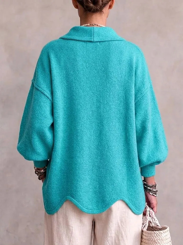 Genevieve | Oversized Knit Cardigan with Large Metal Buttons and Shawl Collar